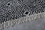 Black and White Moroccan Rug 8.4 x 10.4 Ft | Geometric Diamond Pattern