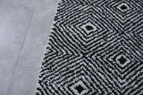 Black and White Moroccan Rug 8.4 x 10.4 Ft | Geometric Diamond Pattern