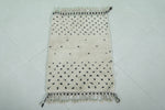 Handmade Moroccan Ivory Wool Rug 2 x 2.9 FT – Black Dots and Tassels