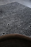 Black and White Moroccan Rug 8.4 x 10.4 Ft | Geometric Diamond Pattern