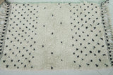 Handmade Moroccan Ivory Wool Rug 2 x 2.9 FT – Black Dots and Tassels