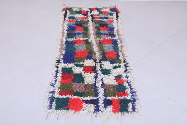 Colorful Moroccan berber rug 2 X 5.7 Feet - Unique patchwork design