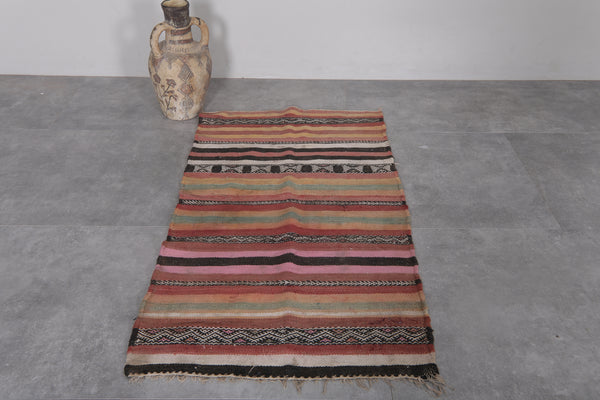 Moroccan rug 2.4 FT X 4.3 FT | Handwoven wool with tribal motifs