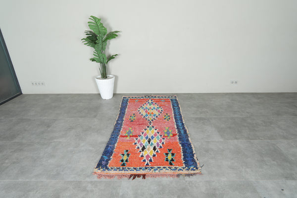 Colorful Moroccan boucherouite rug - 3.4 ft x 6.6 ft