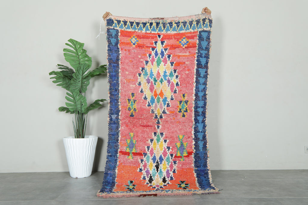Colorful Moroccan boucherouite rug - 3.4 ft x 6.6 ft