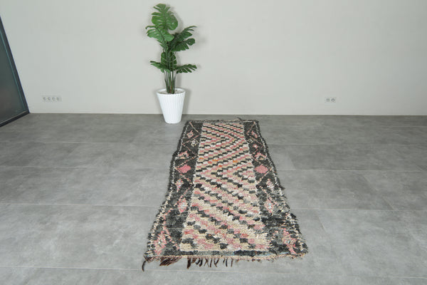 Boucherouite Moroccan wool rug - 8.3 ft x 3.3 ft - Handmade carpet