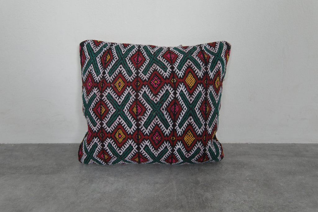 Handwoven Moroccan kilim pillow cover – 14.9 inches x 16.1 inches