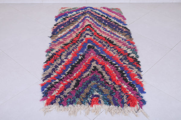 Colorful Moroccan Berber rug 2.7 X 5.3 Feet - Handwoven chevron pattern