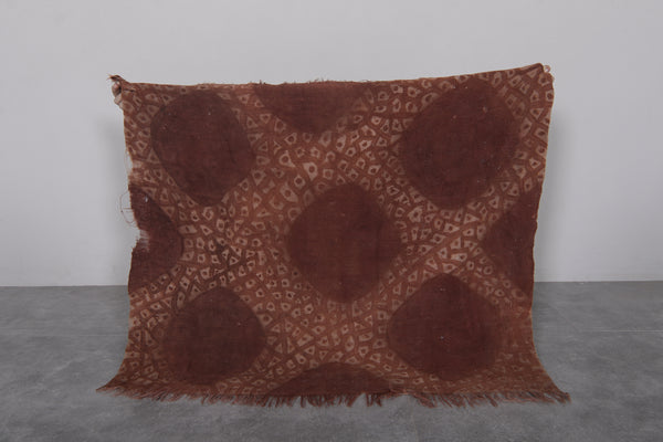 Vintage Brown Handwoven Berber Fabric – 3.2 FT x 3.8 FT | Authentic Moroccan Wool Textile