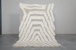 Handcrafted Moroccan Wool Rug - 5 X 6.9 Ft, Cream and Gray Abstract Pattern