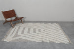 Handcrafted Moroccan Wool Rug - 5 X 6.9 Ft, Cream and Gray Abstract Pattern