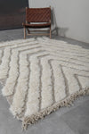 Handcrafted Moroccan Wool Rug - 5 X 6.9 Ft, Cream and Gray Abstract Pattern