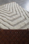 Handcrafted Moroccan Wool Rug - 5 X 6.9 Ft, Cream and Gray Abstract Pattern