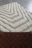 Handcrafted Moroccan Wool Rug - 5 X 6.9 Ft, Cream and Gray Abstract Pattern