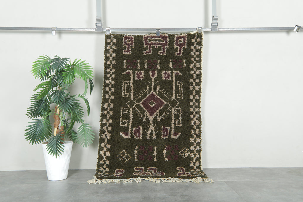 Handmade Moroccan geometric wool rug - 3.2 ft x 5 ft