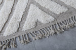 Custom White Moroccan Wool Rug with Subtle Beige Stripes