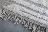 Custom White Moroccan Wool Rug with Subtle Beige Stripes