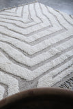 Custom White Moroccan Wool Rug with Subtle Beige Stripes