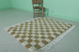 Small Moroccan Beni Ourain Rug – 3.5 x 3.3 ft | Neutral Checkered Design