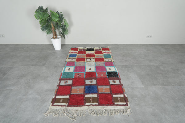 3.4 FT x 5.9 FT colorful handmade Moroccan azilal carpet - Patchwork design