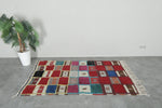 3.4 FT x 5.9 FT Colorful Handmade Moroccan Azilal Carpet - Patchwork Design