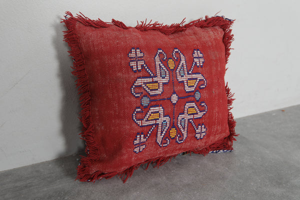 Handwoven Moroccan kilim pillow – 14.1 inches x 16.1 inches