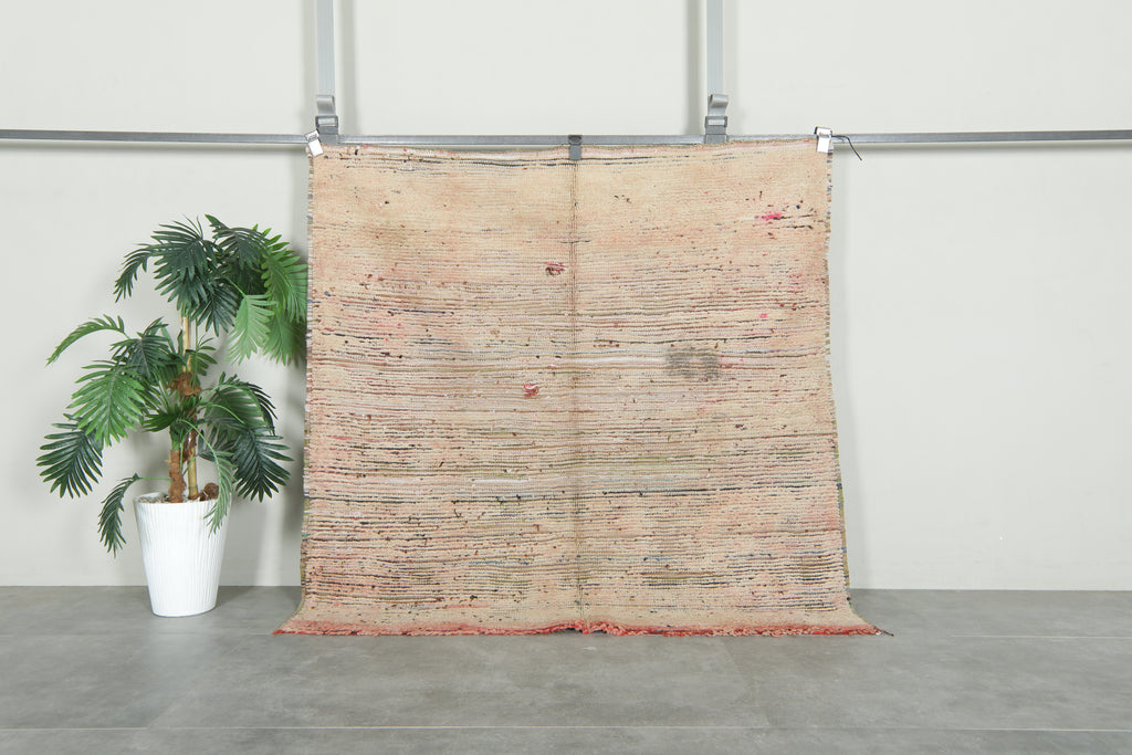 Beige flat woven Moroccan rug - 5 ft x 5 ft