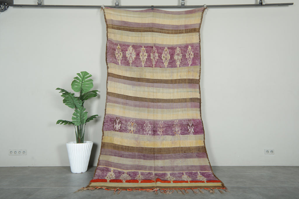 Moroccan flat woven rug - 4.9 ft x 10.6 ft - Handmade wool rug