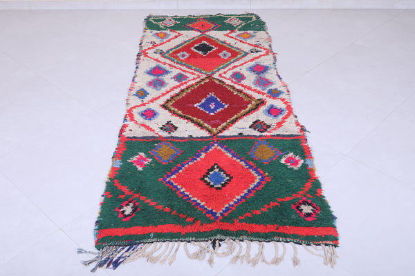 Colorful Moroccan berber rug - 3 x 7.5 ft | Handmade wool carpet