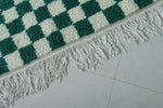 Classic Moroccan Berber Checkered Rug - Green & White 8.2 x 10.3 ft