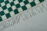 Classic Moroccan Berber Checkered Rug - Green & White 8.2 x 10.3 ft