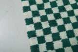 Classic Moroccan Berber Checkered Rug - Green & White 8.2 x 10.3 ft