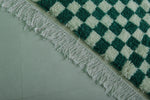 Classic Moroccan Berber Checkered Rug - Green & White 8.2 x 10.3 ft