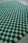 Classic Moroccan Berber Checkered Rug - Green & White 8.2 x 10.3 ft