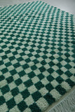 Classic Moroccan Berber Checkered Rug - Green & White 8.2 x 10.3 ft