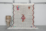 Tribal Moroccan Rug 4.7 x 6.7 ft - Gray with Bright Symbols