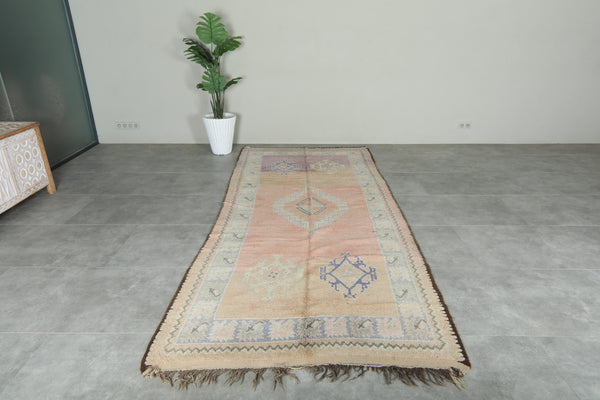 Beige runner Moroccan rug - 4.9 ft x 11.4 ft - Eco-friendly wool carpet