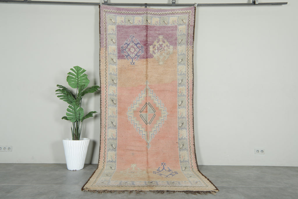Beige runner Moroccan rug - 4.9 ft x 11.4 ft - Eco-friendly wool carpet