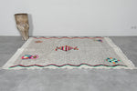 Tribal Moroccan Rug 4.7 x 6.7 ft - Gray with Bright Symbols