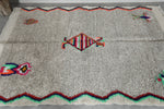 Tribal Moroccan Rug 4.7 x 6.7 ft - Gray with Bright Symbols