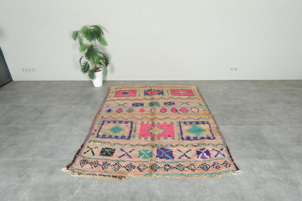 Beige geometric Moroccan rug - 5.5 ft x 7.1 ft - Handwoven carpet