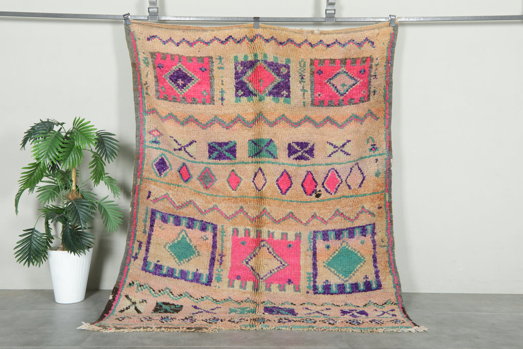 Beige geometric Moroccan rug - 5.5 ft x 7.1 ft - Handwoven carpet