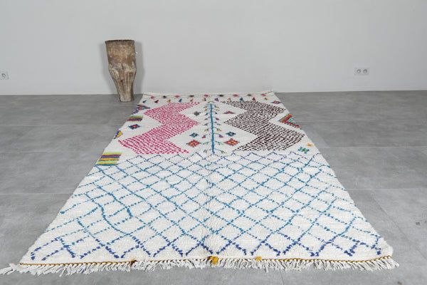 Vintage style berber rug 4.9 x 9.1 ft - Multicolor wool carpet