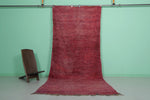 Red Vintage Handmade Moroccan Runner Rug | 4.5 x 10.3 ft