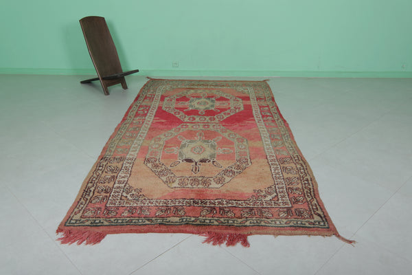 Red vintage handmade Moroccan rug | 5.2 x 9.8 ft