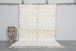 Handmade Moroccan Rug 5.4 x 7.6 ft - Black Dots on Cream Wool