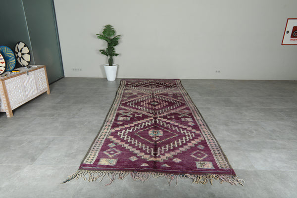 Purple Moroccan azilal rug - 5.3 ft x 13.5 ft - Handwoven runner berber rug