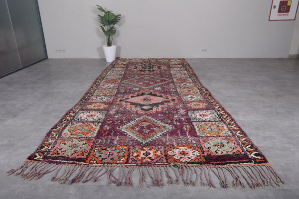 Large vintage boujaad Moroccan rug – 6.9 x 16.3 FT, elegant handmade carpet with rich patterns