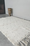 Handmade Moroccan Rug 5.4 x 7.6 ft - Black Dots on Cream Wool