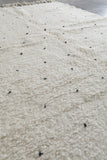 Handmade Moroccan Rug 5.4 x 7.6 ft - Black Dots on Cream Wool